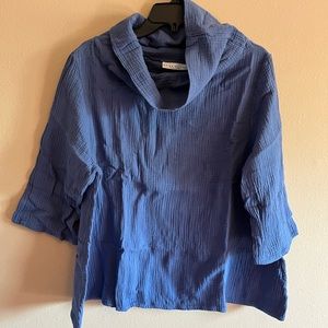 Bryn Walker Etta Gauze 3/4 Sleeve Cowl Neck High-Low Hem Top